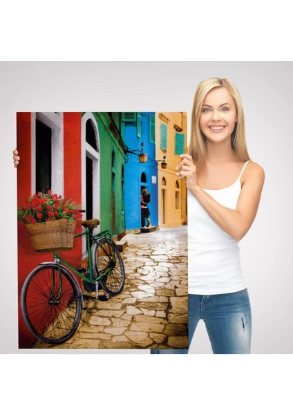 Sokaktaki Çiçekli Bisiklet Duvar TABLOSU-6453 modelleri