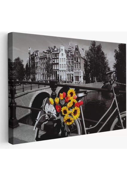 Amsterdam Kanallarındaki Bisiklet ve Laleler TABLOSU-6594