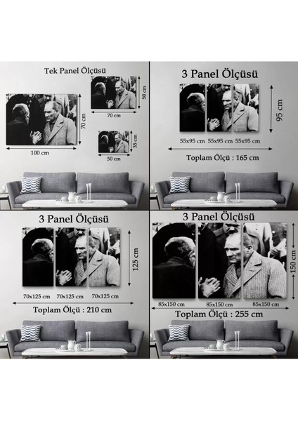 Atatürk Portre Tablosu Mustafa Kemal Atatürk Dikdörtgen Dekoratif Kanvas TABLO-FV-147 indirimleri