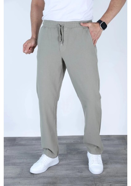 Baggy Keten Pantolon Jogger Çağla Yeşili