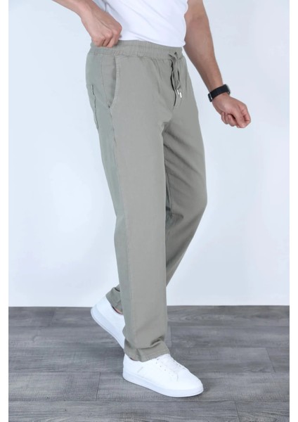 Baggy Keten Pantolon Jogger Çağla Yeşili modelleri
