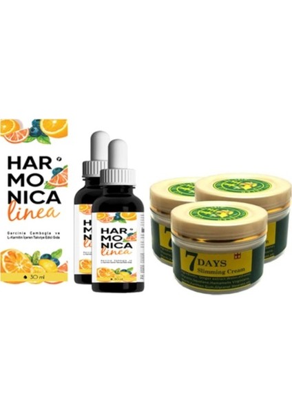 Harmonica Linea 30ml Damla 2 Adet + Slimming Cream Ginger Miracle 100ml Vücut Bakım Kremi 3 Adet