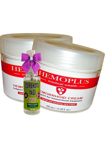 Hemoplus Bakım Kremi 100 ml x 2 Adet + Çörek Otu Yağı 30 ml