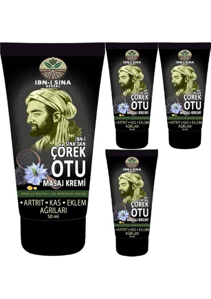 4 Adet Ibn-I Sina Çörek Otu Kremi 50 ml Sırt Bel Kas Diz Iskelet Agrilarina Harici Uygulama Teskin Edici Masaj Kremi