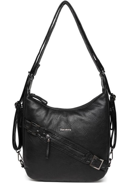 Yıkama Deri Hem Sırt Hem Omuz Kadın Çantası 21-K Barcelona 1930
