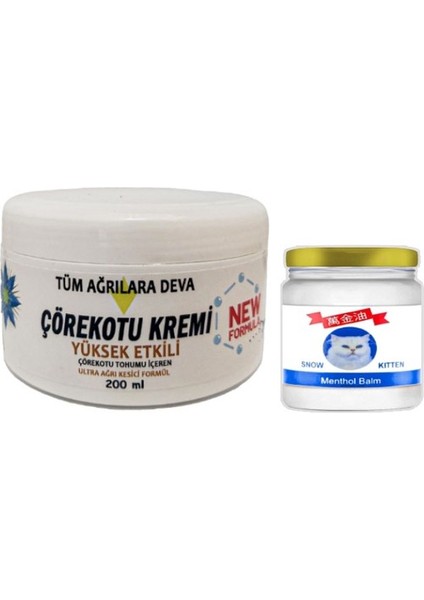 Çörek Otu Kremi XL Box Büyük Boy White 200 ml + 50 ml Menthol Balm / Diz Dirsek İskelet Sırt Bel Kas Masaj Seti