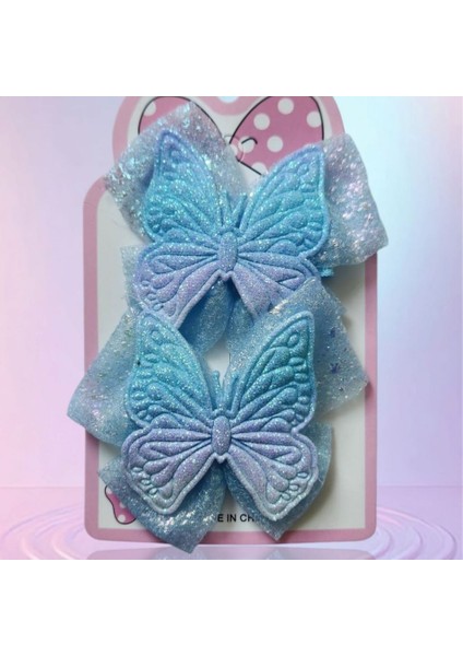 Hediyelik Pırıltılı Kelebek Saç Tokası 2 Adet modelleri