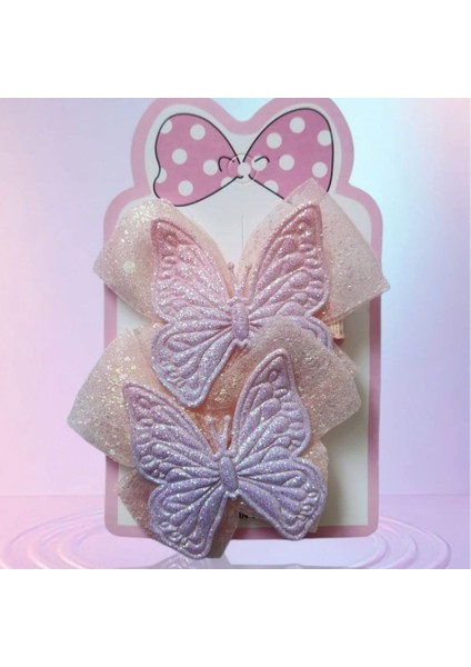 Hediyelik Pırıltılı Kelebek Saç Tokası 2 Adet indirimleri