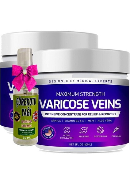 Varicose Veins Krem Purple 2li 100 ml Waris Bakımı + Yanında Hediy.e 30 ml Çörek Otu Agri Yağı HAZN:032