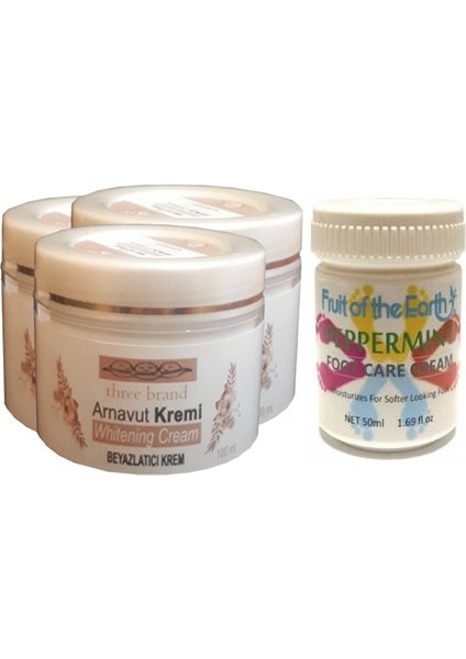 100 ml Arnavut Aklık Kremi 3 Adet + Foot Care Cream Cooling Peppermint 50ML Ayak Bakım Kremi Nane Ferahlığı ve Kokusu 1 Adet