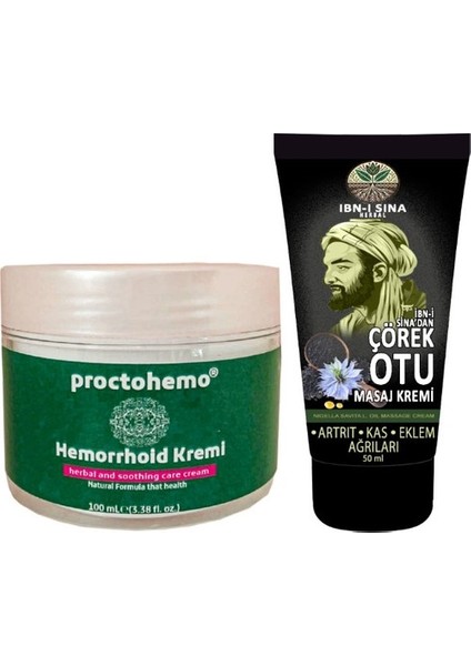 Proctohemo 100 ml + Ibn-I Sina Çörek Otu Kremi 50 ml Sırt Bel Kas Diz Teskin Edici Masaj Kremi
