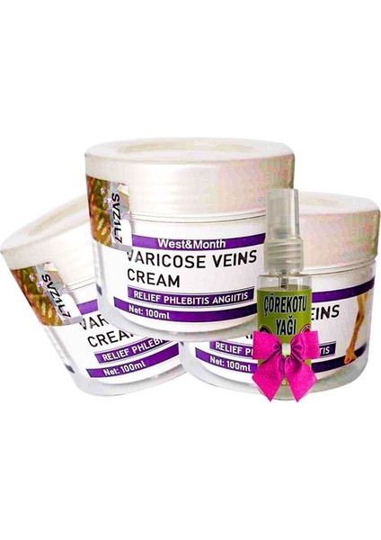 Varicose Veins Krem 3lü West&month Leg Warisler Için Krem 100 ml + Yanında Heidye 30 ml Çörek Otu Agri Yağı HAZN:046