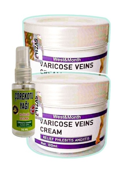 West & Month Varicose Veins Bakım Kremi 100 ml x 2 Adet + Çörek Otu Yağı 30 ml