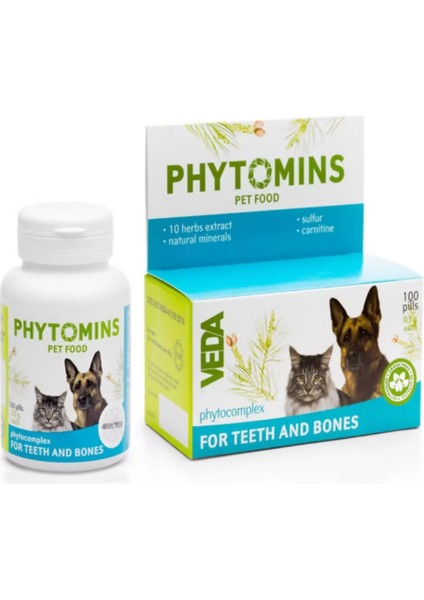 Veda Phytomins For Teeth And Bones Kedi Köpek Tamamlayıcı 100 Kapsül