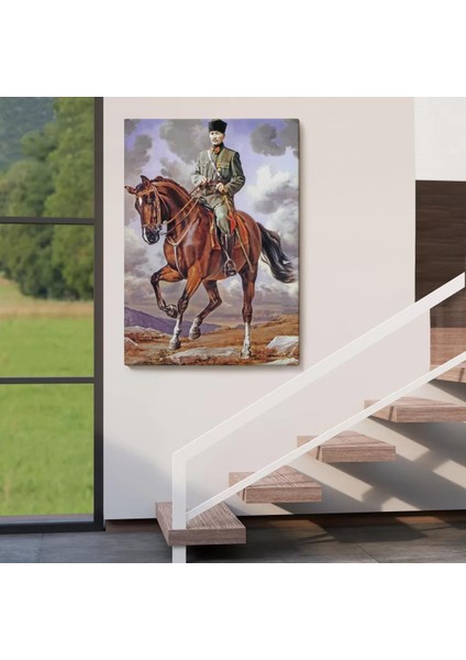 At Üstündeki Mustafa Kemal Atatürk Duvar TABLOSU-6462 fırsatları