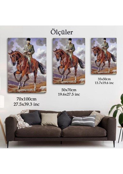 At Üstündeki Mustafa Kemal Atatürk Duvar TABLOSU-6462 indirimleri