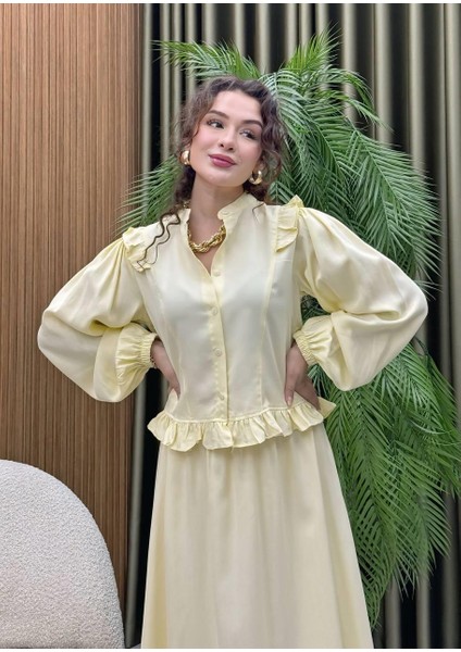 Premium Kalite Tncl (Ince Jean) Kumaş Ikili Takım Tesettür Uyumlu Gömlek Etek Ikili Takım modelleri