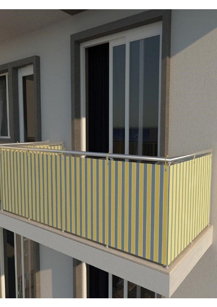 Balkon Demir Perdesi Bağcıklı Sarı Gri Ölçü Seçenekli
