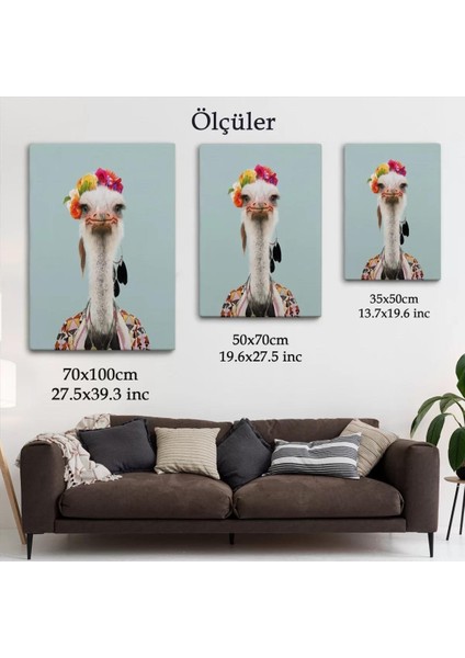 Insan Kıyafetli Deve Kuşu Dekoratif Duvar Tablosu -6286 indirimleri