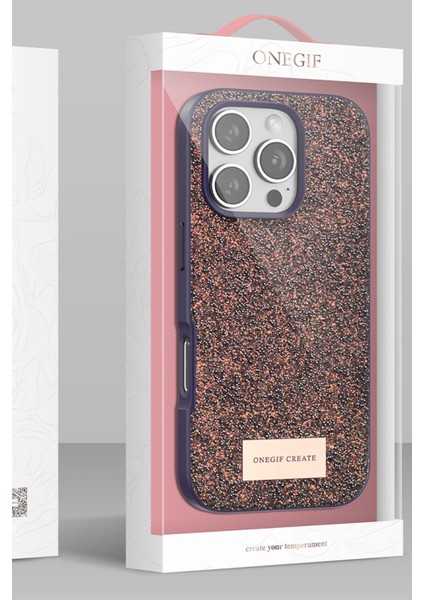 Onegif Iphone 16 Pro Max Bright Simli Kapak - Gümüş Mrayd