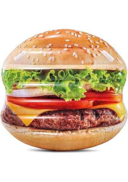 Hamburger Şekilli Dev Şişme Ada Yatak – 145X142 cm Renkli Havuz Keyfi Için Eğlenceli Tasarım fırsatları