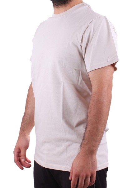 2300 Bej Günlük Pamuklu Basıc Bisiklet Yaka Erkek Tişört modelleri