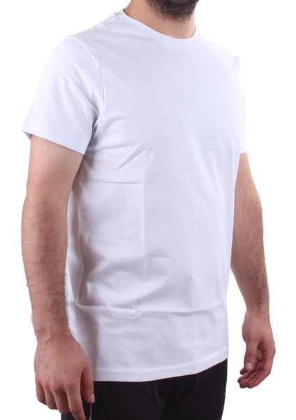 2300 Beyaz Günlük Pamuklu Basıc Bisiklet Yaka Erkek Tişört