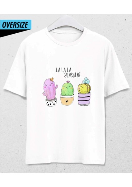 Cactus Mood – Trip Yok, Kaktüs Mod On! Oversize Unisex T-Shirt Beyaz