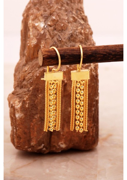 Hasır Elişi Altın Kaplama Gümüş Küpe 7008