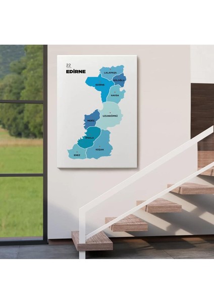Edirne Ili ve Ilçeler Haritası Dekoratif Kanvas Tablo 1329 fırsatları