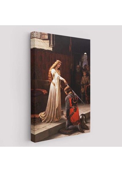 The Accolade - Edmund Blair Leighton Şövalyenin Kraliçeye Sadakat TABLOSU-6364
