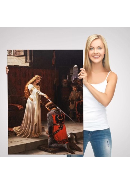 The Accolade - Edmund Blair Leighton Şövalyenin Kraliçeye Sadakat TABLOSU-6364 modelleri