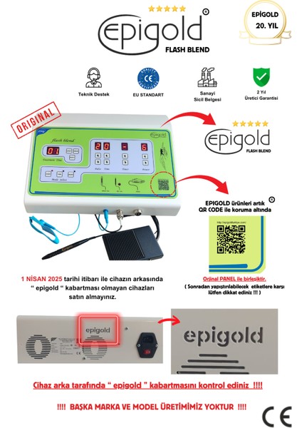 Iğneli Epilasyon Cihazı Flash Blend Yeşil Renkli Kuru Kullanım İçin 2 Yıl Garanti