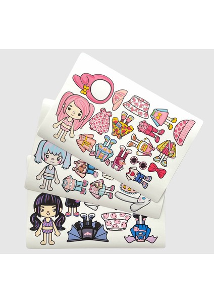 Toca Boca Kuromi My Melody Cinnamoroll 3’lü Giydirme Sticker Seti