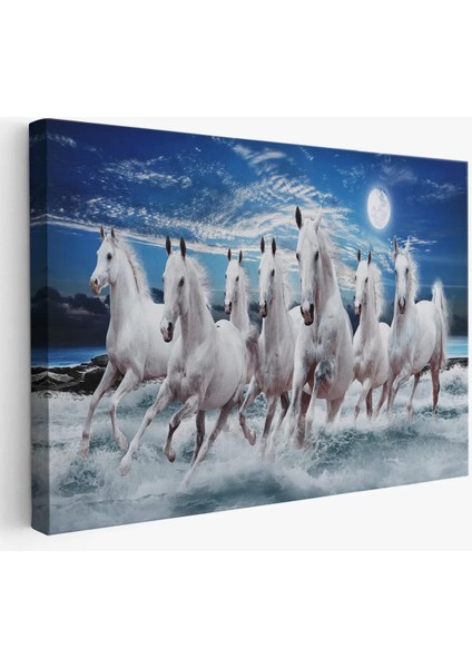 Sahildeki Koşan Beyaz Atlar TABLOSU-6580