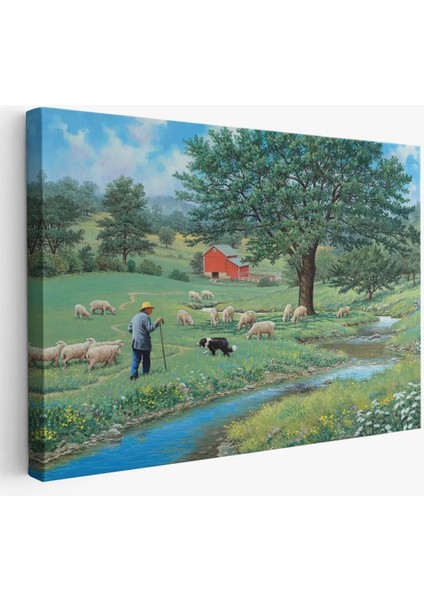 Akarsu Kenarındakı Rus Köylü Dekoratif Duvar TABLOSU-6534