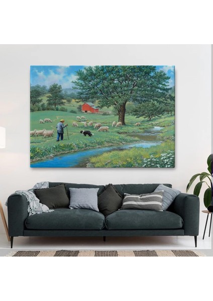 Akarsu Kenarındakı Rus Köylü Dekoratif Duvar TABLOSU-6534 fiyatları