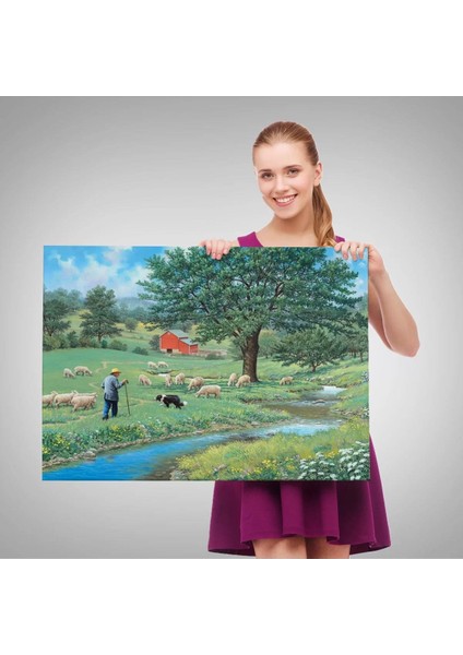Akarsu Kenarındakı Rus Köylü Dekoratif Duvar TABLOSU-6534 fırsatları