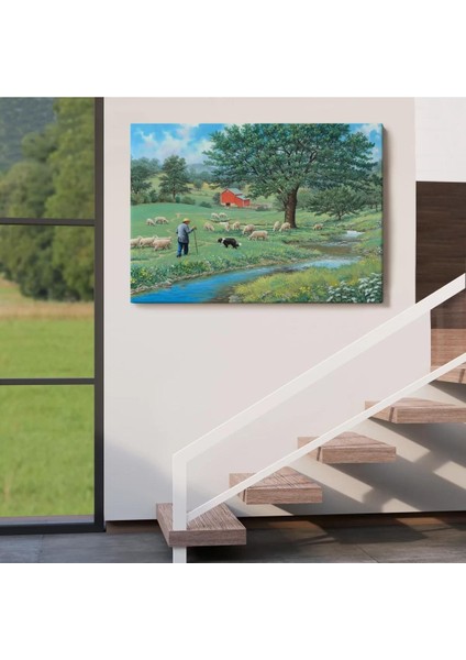 Akarsu Kenarındakı Rus Köylü Dekoratif Duvar TABLOSU-6534 indirimleri