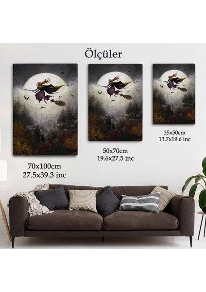 Süpürge ile Uçan Cadı, Cadılar Bayramı Hediyesi, Hallowen Tablo -6398 indirimleri