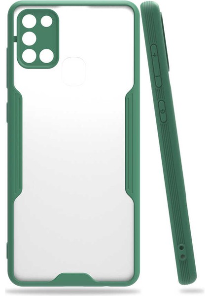 Galaxy A21S Kılıf Hzrv Parfe Kapak-Koyu Yeşil