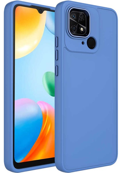 Xiaomi Redmi 10C Kılıf Metal Çerçeve ve Buton Tasarımlı Silikon Hzrv Luna Kapak-Lavendery Gray