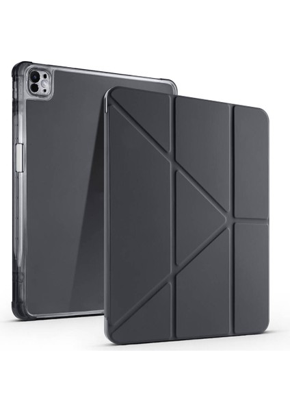 iPad Air 13 2025 M3 Kılıf Hzrv Tri Folding Kalem Bölmeli Standlı Kılıf - Siyah