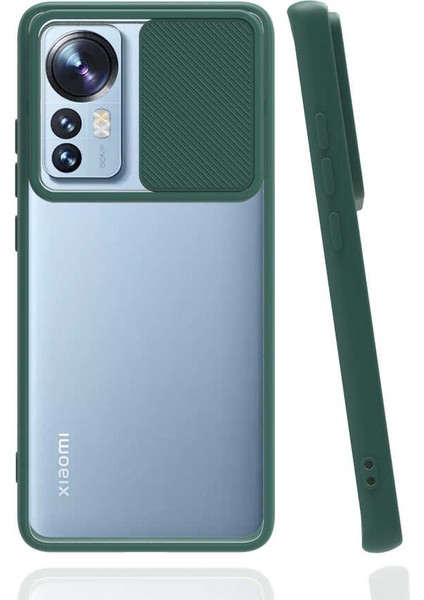 Xiaomi Mi 12 Kılıf Hzrv Lensi Kapak-Koyu Yeşil