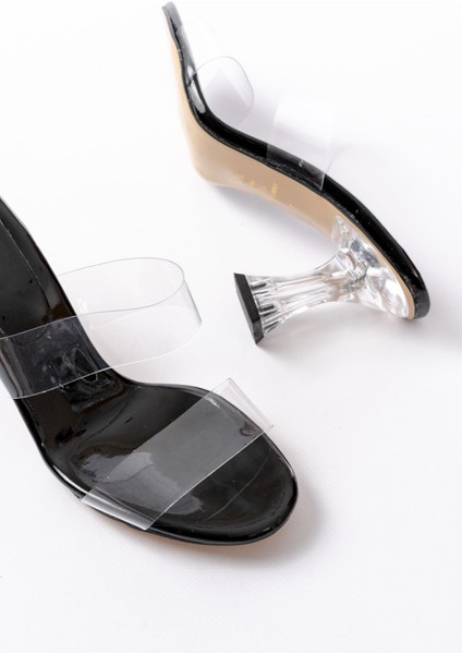 S-618 Siyah Rugan Tek Bantlı Topuklu Kadın Terlik indirimleri