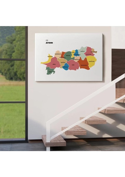 Aydın Ili ve Ilçeler Haritası Dekoratif Kanvas Tablo 1277 fırsatları