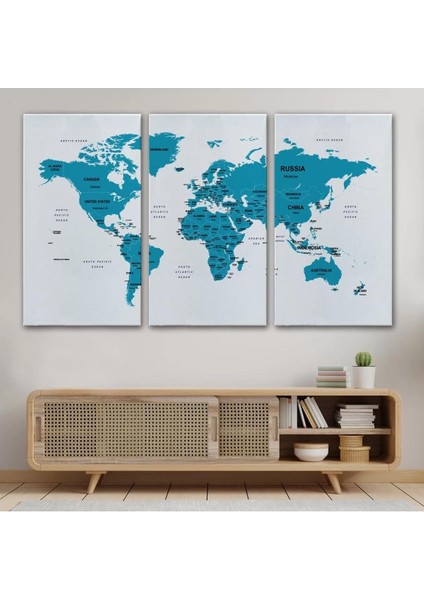 Dünya Haritası Dekoratif Kanvas Tablo Ülke ve Başkentli 1503 modelleri