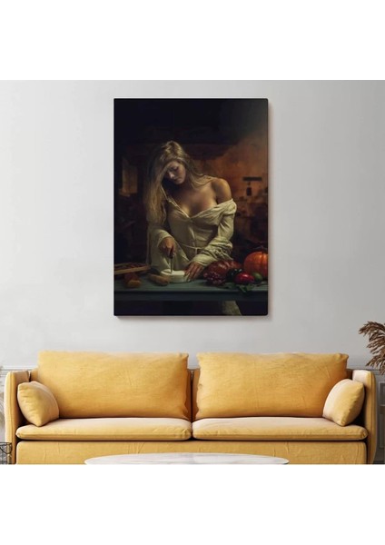 Peynir Kesen Güzel Kadın Dekoratif Duvar TABLOSU-6299 fiyatları