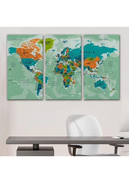 Dünya Haritası Son Derece Ayrıntılı Eğitici Okyanuslu Kanvas Tablo 2543 modelleri