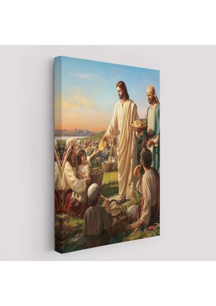 Rab Isa Binlerce Kişiyi Birkaç Ekmek Ile Doyuruyor Tablo Jesus Christ -6391